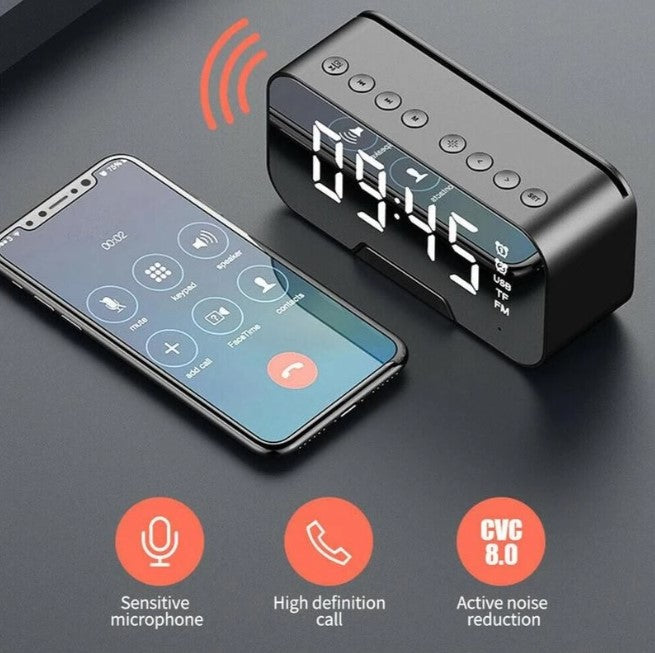 Radio Reloj Despertador Digital Parlante Bluetooth Y Espejo